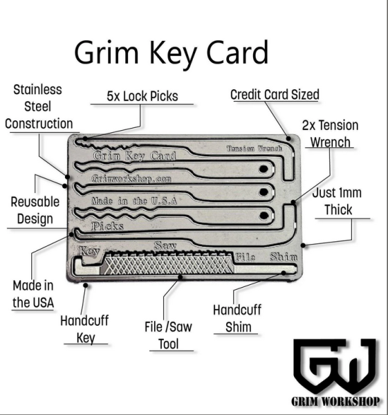 GRIM WORKSHOP®: Grim Key Card Credit Card Lock Pick Set and Escape Kit
